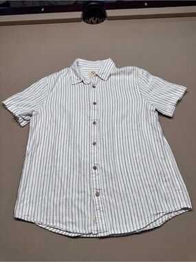 Panama Jack White Shirt with Navy and Green Stripes